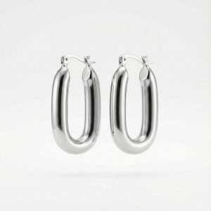 Oval Model Silver Küpe