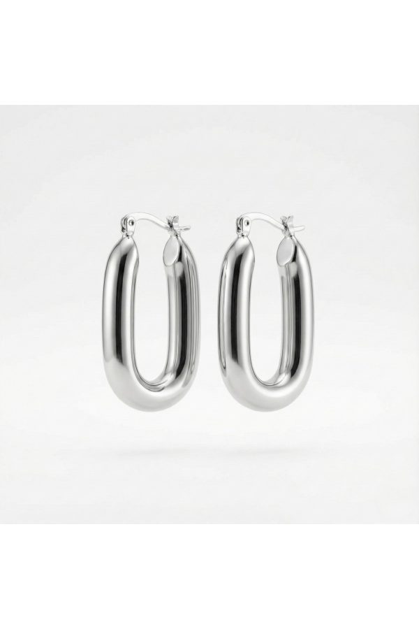 Oval Model Silver Küpe