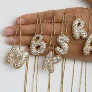 Bubble Taşlı Harf Kolye