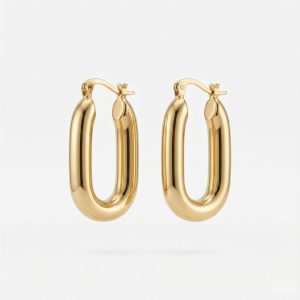 Oval Model Gold Küpe
